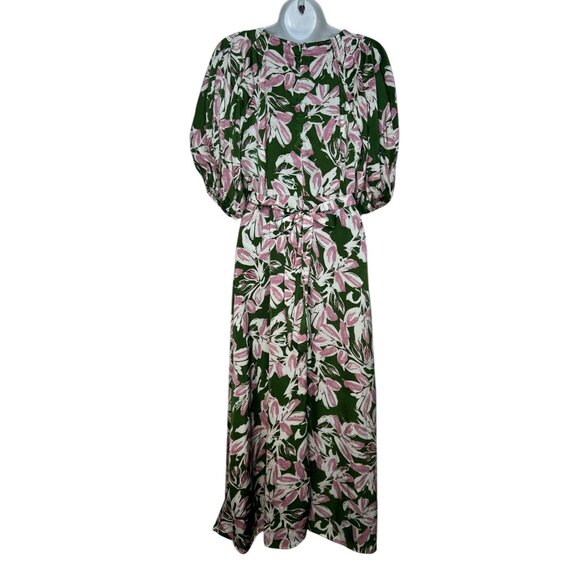 Baltic Born Tucson Midi Dress Floral Puff Sleeve Wedding Green Pink Small - Picture 13 of 16